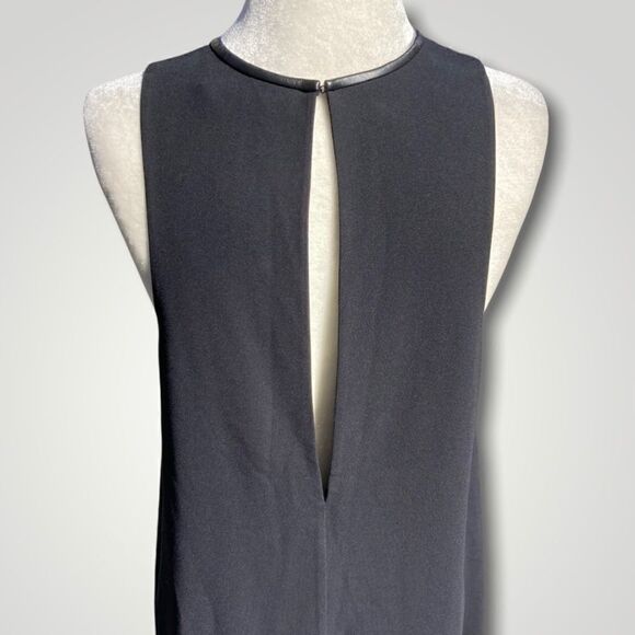 T Alexander Wang Leather Trimmed Crepe Melange Trapeze Raw Cut Swing Dress, Sz 0 - Picture 7 of 12